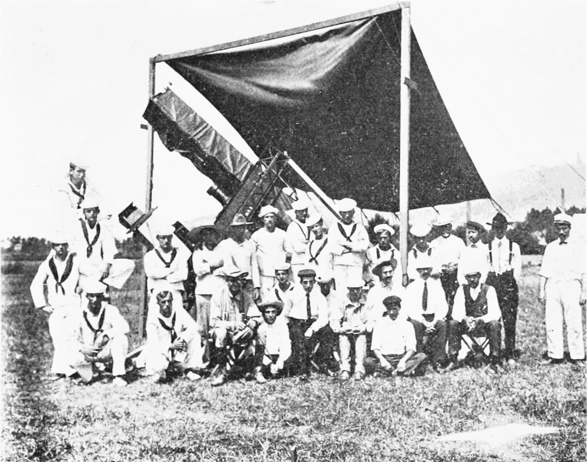 1905 年西班牙的日食觀測隊與望遠鏡
